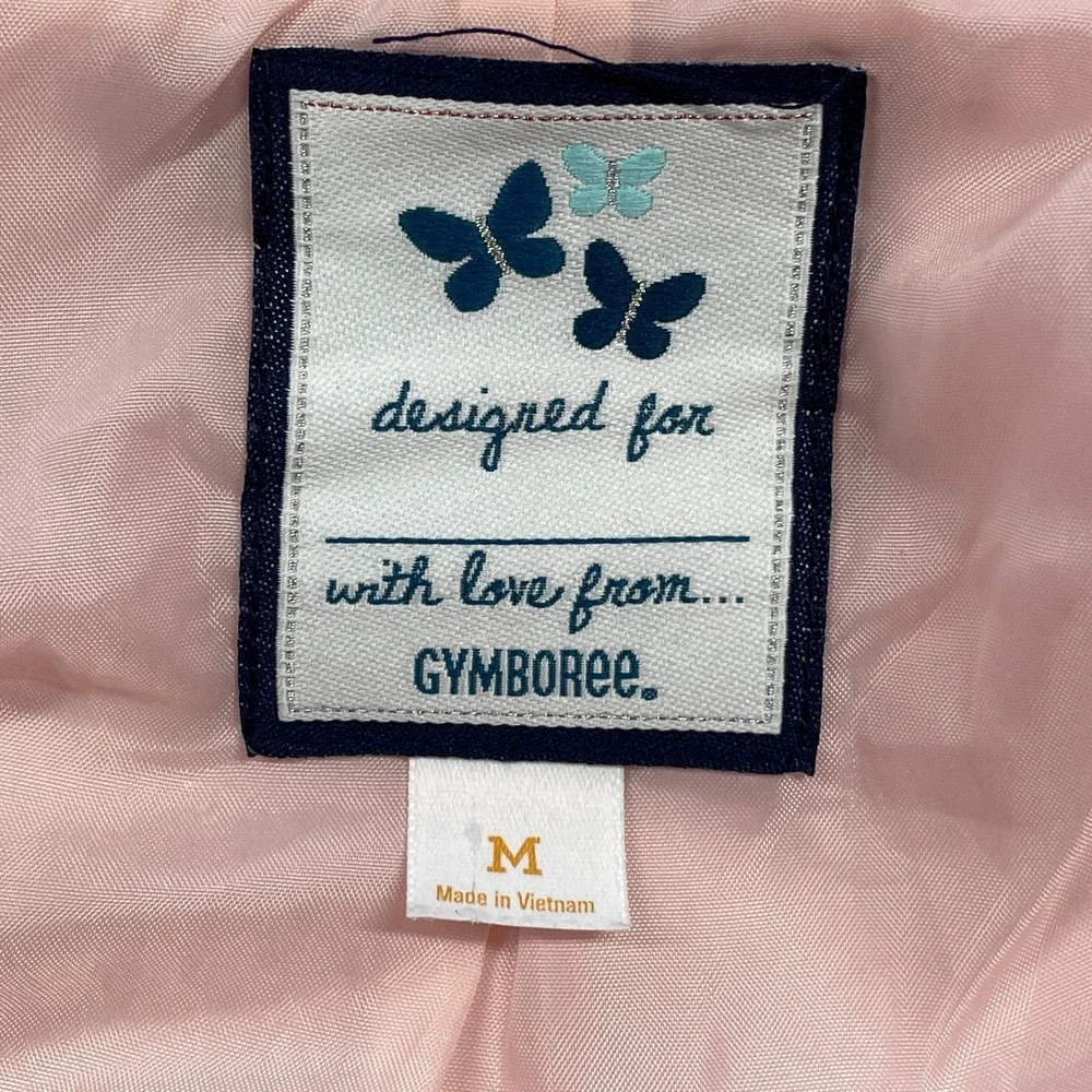 Gymboree Girls Butterfly Garden Pink‎ Moto Jacket Lined Asymmetrical Zip Size M
